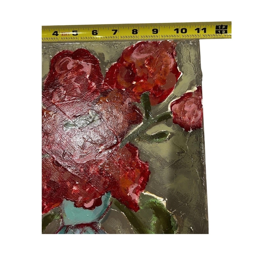 Original Oil Acrylic Like Abstract Pop Art Still Life Floral And Vase - Picture 3 of 3